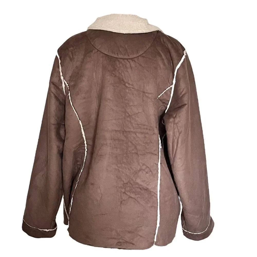Susan Graver Weekend Bonded Faux Suede & Sherpa Coat